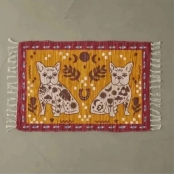 Urban Outfitters Other - FL Tattooed Frenchie Dog Puppy Boho Peasant Hipster Hippie Art Deco Printed Rug